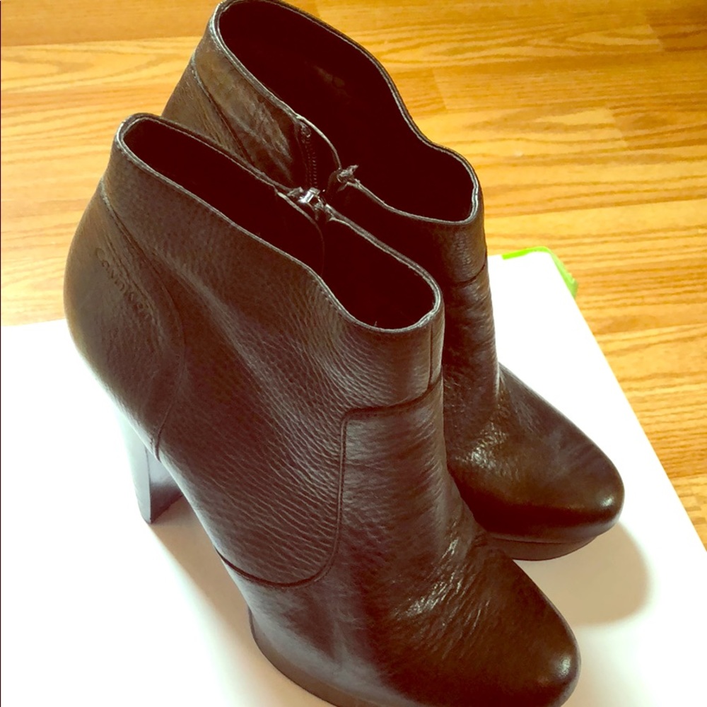 Black leather ankle boots